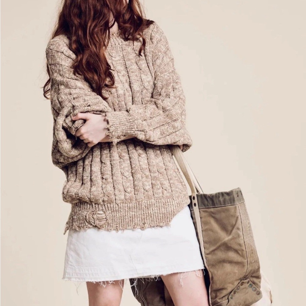 Denimist oversized Aran Elegant Beige/ creamCable Knit Sweater